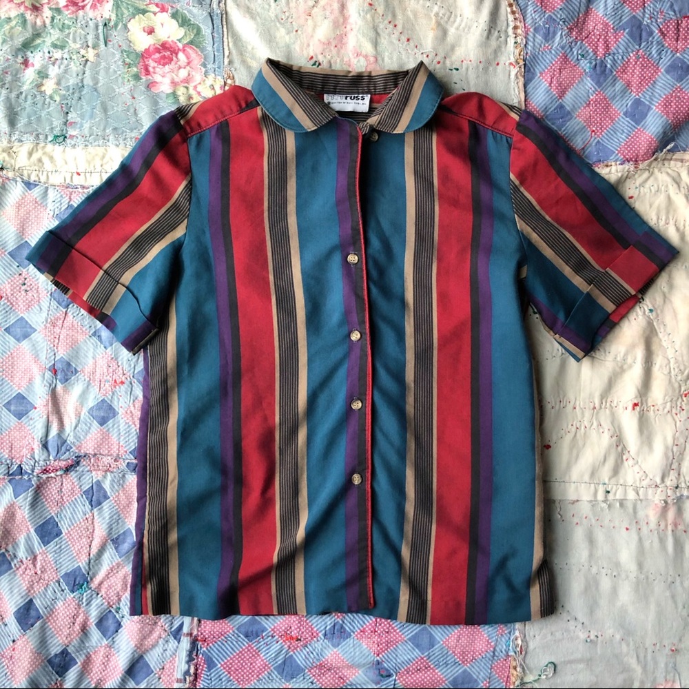 Vintage Striped Short Sleeve Button Down